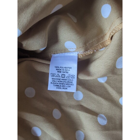Hint of Blush Yellow Polka Dot Dress M Off the Shoulder Flutter Sleeves - Picture 7 of 9